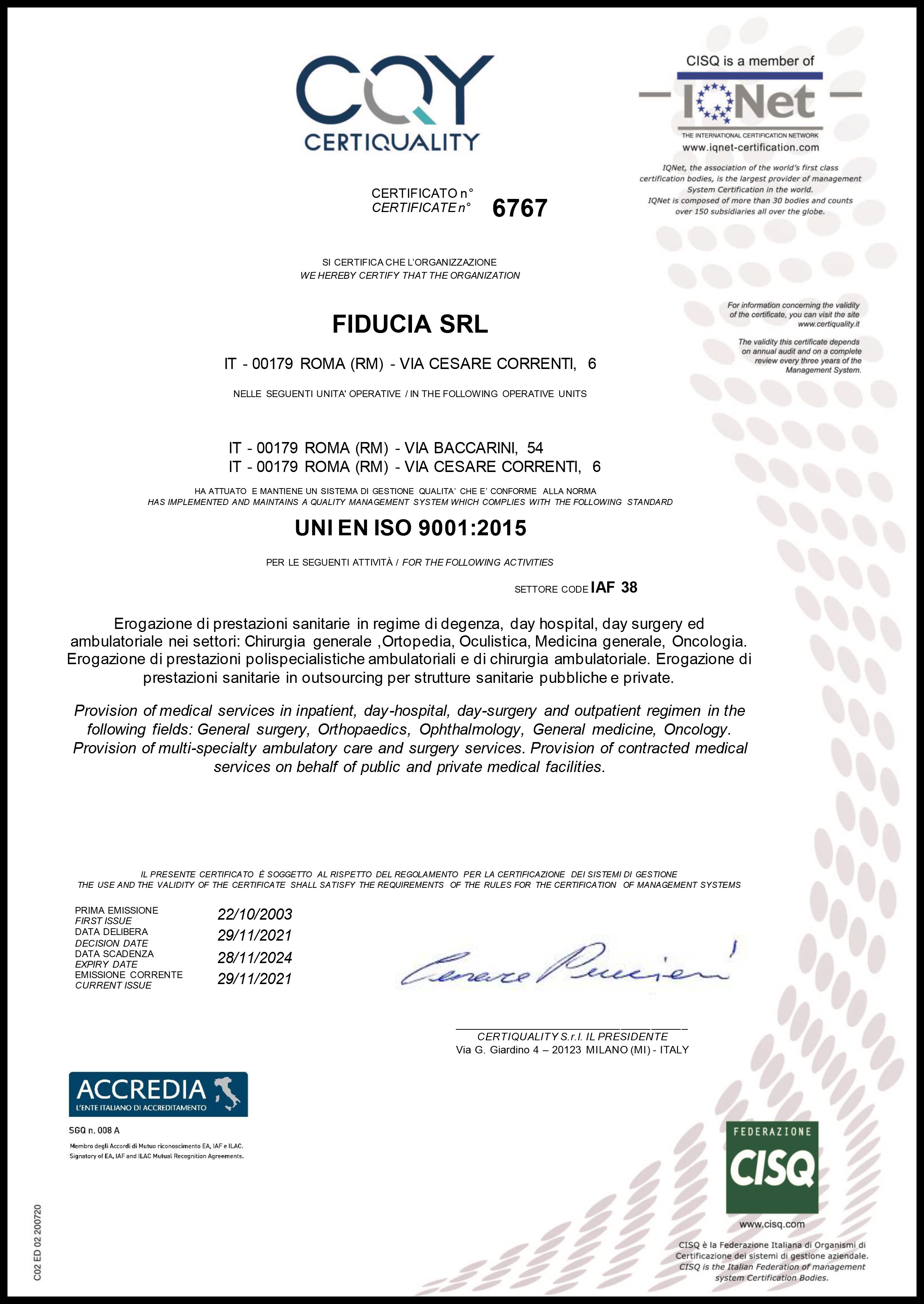 Certiquality Certificato NAMUR UNI EN ISO 9001 2015 Scad 29 11 2021 02